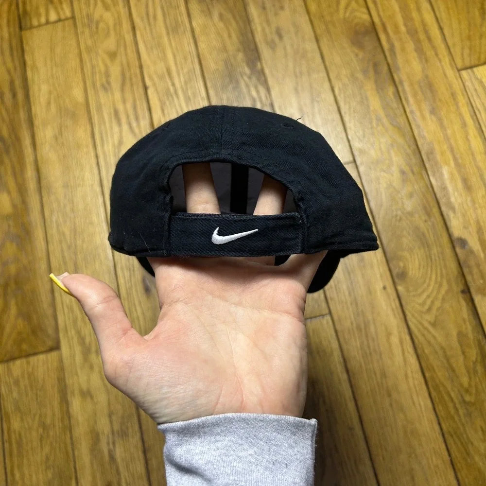 Nike Swoosh Baseball Cap Black Adjustable‎ Hat Youth Size 4-7 Embroidered Logo